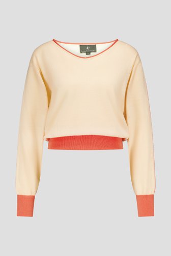 Lichtroze trui met kleuraccenten van AC by Annelien Coorevits voor Dames