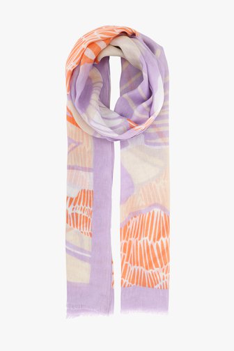 Lila sjaaltje met koraalroze print van Opus voor Dames