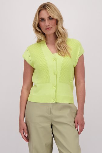 Voorkant van Limoengroene cardigan met korte mouwen door Libelle voor Dames