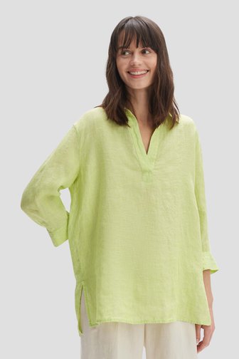 Limoengroene linnen blouse van Opus voor Dames