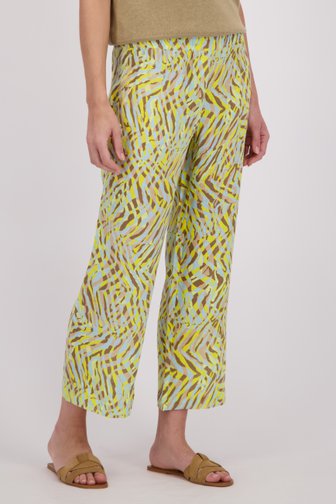 Barbara Lebek Linnen broek met gele grafische print