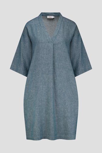 Linnen grijs-blauw kleedje met V-hals van Libelle voor Dames