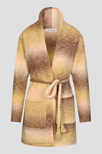 Long cardigan en beige/rose ombré de Bicalla pour Femmes