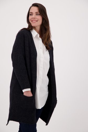 Long cardigan foncé en tricot de Fransa pour Femmes