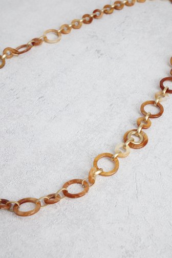 Le devant de Long collier à éléments ronds bruns de Liberty Island pour Femmes