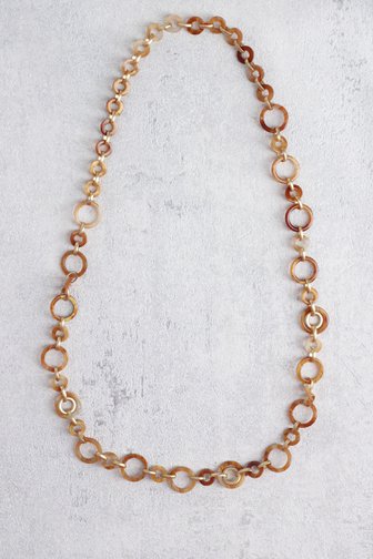 Le devant de Long collier à éléments ronds bruns de Liberty Island pour Femmes