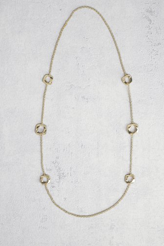 Long collier en or avec pendentifs ronds de Liberty Island pour Femmes