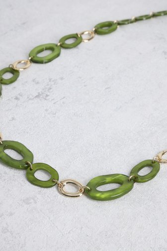 Le devant de Long collier vert avec éléments organiques de Liberty Island pour Femmes