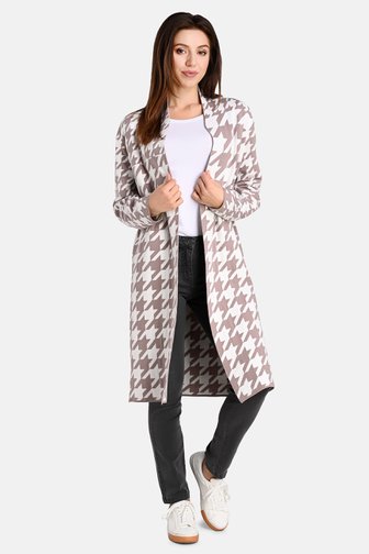 Longue cardigan beige et blanc de Bicalla pour Femmes