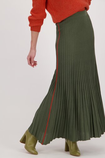 Longue jupe plissée verte avec détails orange de AC pour Femmes