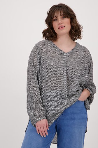 Losse blouse met zwart-witte print van Fransa voor Dames