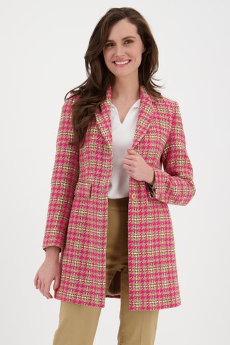 Manteau à carreaux en brun et rose de More & More pour Femmes