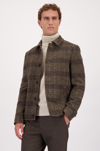 Le devant de Manteau brun à carreaux de Upper East pour Hommes