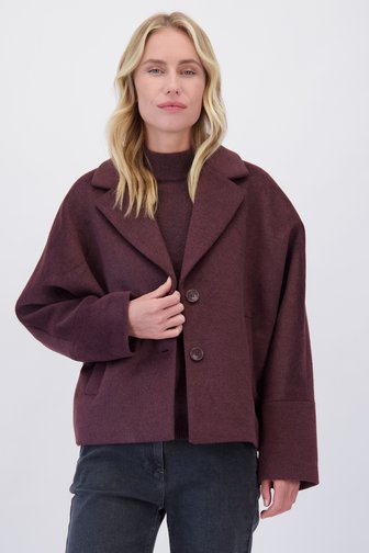 Le devant de Manteau court violet foncé avec laine de D'Auvry pour Femmes