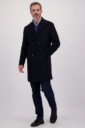 Le devant de Manteau en laine bleu foncé de Dansaert Black pour Hommes