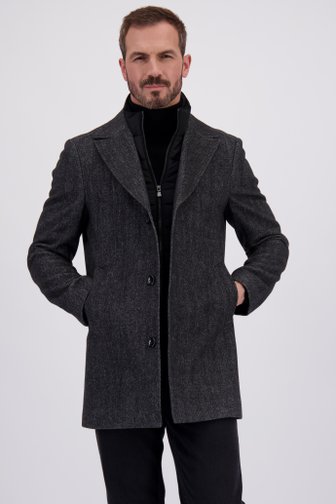 Le devant de Manteau en tweed gris foncé de Dansaert Black pour Hommes