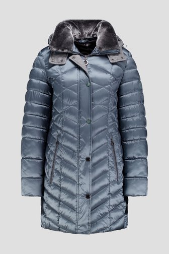 Le devant de Manteau matelassé bleue mi-long de Barbara Lebek pour Femmes