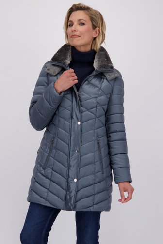 Le devant de Manteau matelassé bleue mi-long de Barbara Lebek pour Femmes