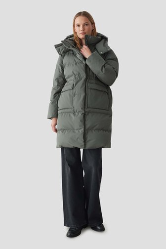 Le devant de Manteau matelassé kaki mi-long de Opus pour Femmes