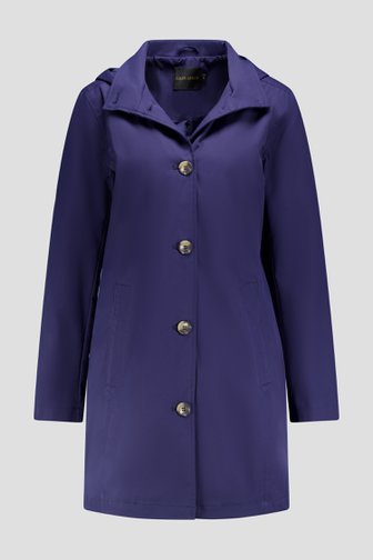 Manteau mi-long navy avec capuche de Claude Arielle pour Femmes