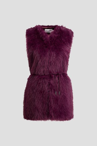 Le devant de Manteau sans manches bordeaux en fausse fourrure de D'Auvry pour Femmes
