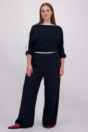 Voorkant van Marineblauwe broek met wijde pijpen door Yest Curve voor Dames