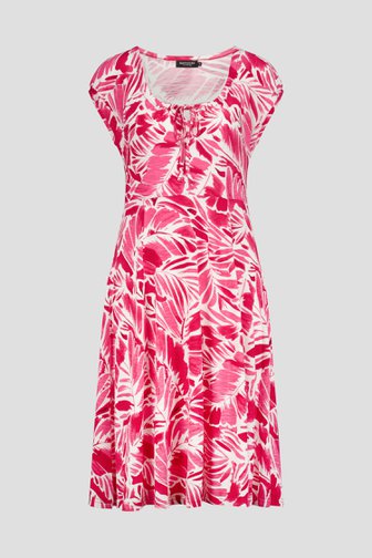 Middellange jurk met roze bladerprint van Signature voor Dames