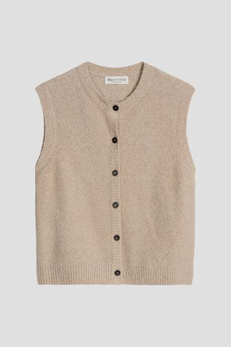 Productfoto 1 van Mouwloze beige gebreide vest met bouclé structuur door Marc O'Polo voor Dames