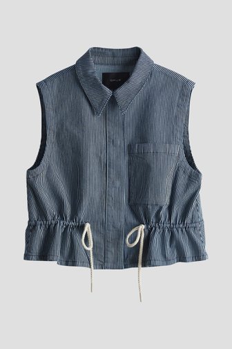 Mouwloze blauwe vest met gestreept motief van Opus voor Dames