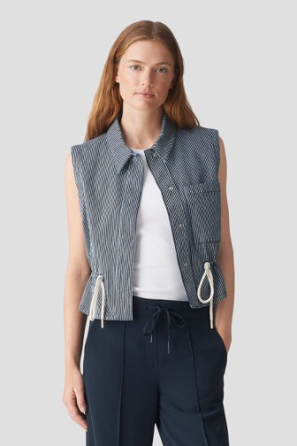 Mouwloze blauwe vest met gestreept motief van Opus voor Dames