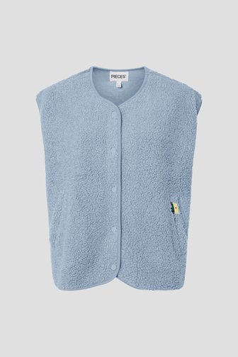 Productfoto 1 van Mouwloze lichtblauwe vest in teddy door Pieces voor Dames