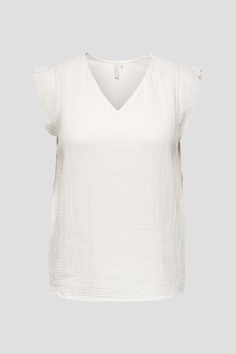 Voorkant van Mouwloze witte blouse met tetralook door ONLY Carmakoma voor Dames