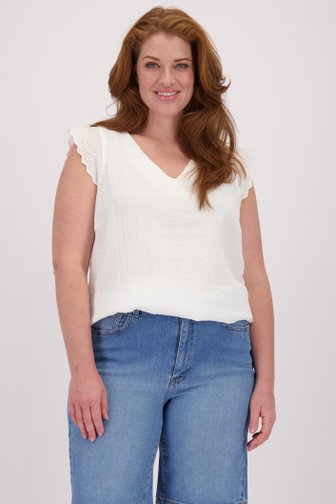 Voorkant van Mouwloze witte blouse met tetralook door ONLY Carmakoma voor Dames