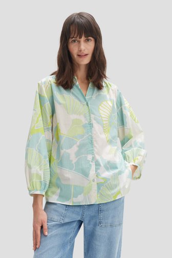 Muntgroene blouse met bloemenprint van Opus voor Dames