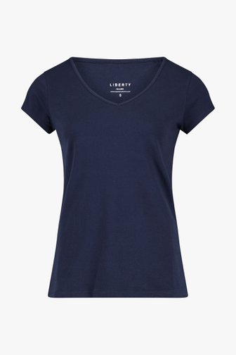 Navy basic T-shirt met V-hals van Liberty Island voor Dames