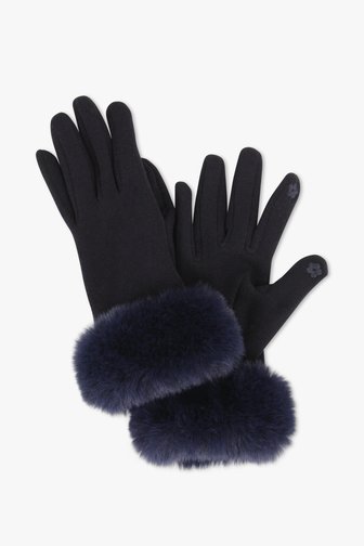 Navy handschoenen met faux fur detail van Liberty Island voor Dames