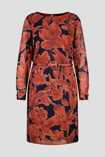 Navy kleedje met glanzende bloemenprint van Claude Arielle voor Dames