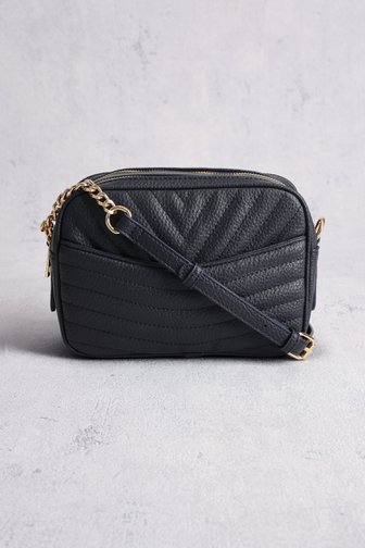 Voorkant van Navy schoudertas met doorgestikte structuur door Modeno voor Dames