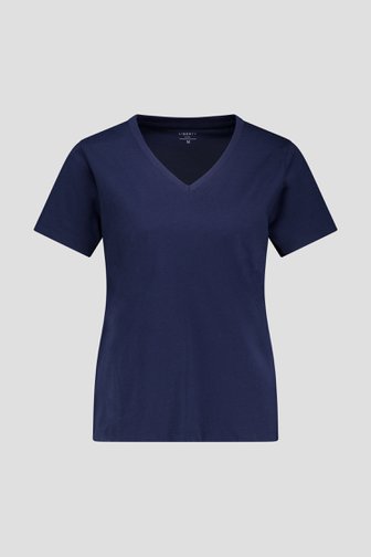 Navy T-shirt met V- hals van Liberty Island voor Dames
