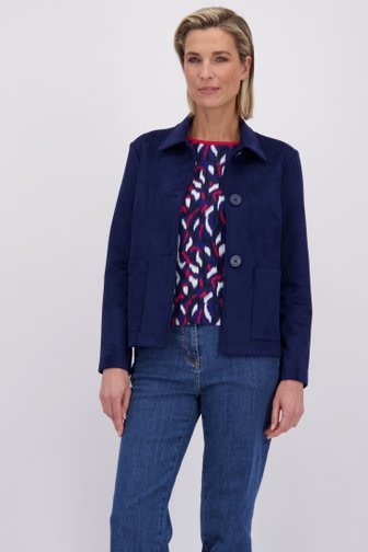 Voorkant van Navy vestje in suède look door Claude Arielle voor Dames