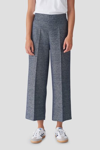 Opus Navy-wit gemêleerde culotte - 7/8 lengte