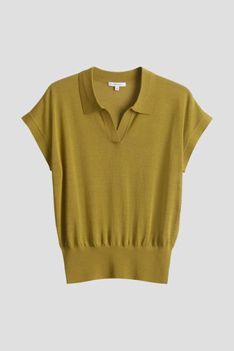 Olijfgroen fijngebreid poloshirt van Opus voor Dames