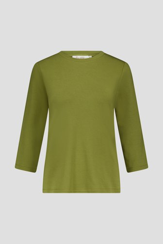 Voorkant van Olijfgroen T-shirt met 3/4 mouwen door Liberty Loving nature voor Dames