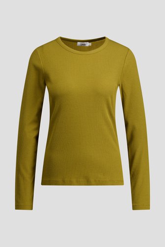Voorkant van Olijfgroen T-shirt met lange mouwen door Libelle voor Dames