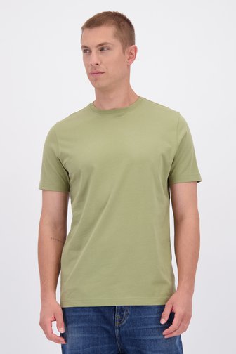 Voorkant van Olijfgroen T-shirt met ronde hals door Liberty Island voor Heren