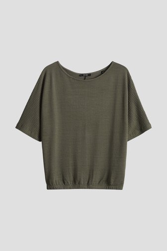 Olijfgroen T-shirt met structuur van Opus voor Dames