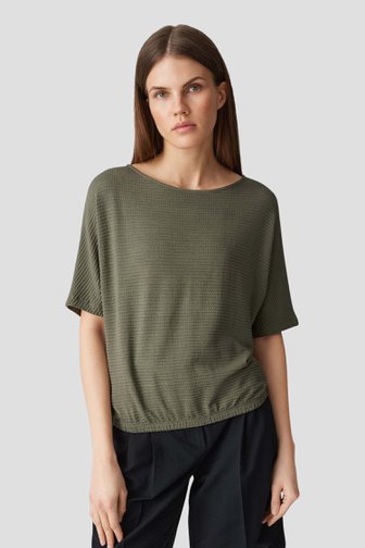 Olijfgroen T-shirt met structuur van Opus voor Dames