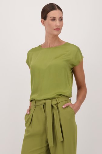 More & More Olijfgroene blouse met korte mouwen