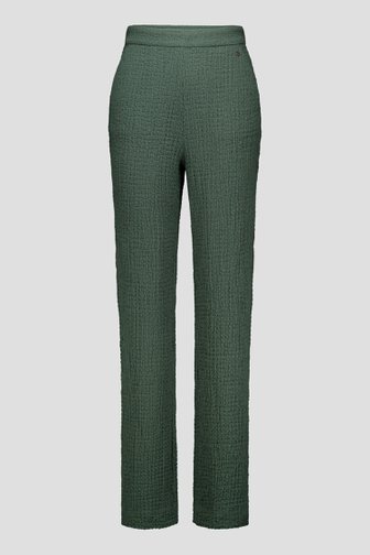 Voorkant van Olijfgroene broek met gewafelde structuur door Claude Arielle voor Dames