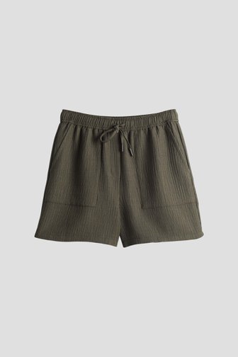 Olijfgroene short met gestreepte structuur van Opus voor Dames